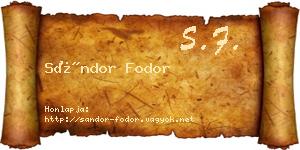 Sándor Fodor névjegykártya