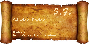 Sándor Fodor névjegykártya