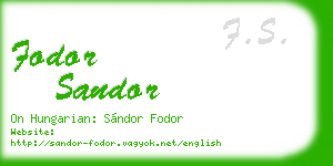fodor sandor business card