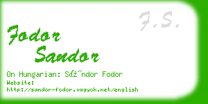 fodor sandor business card